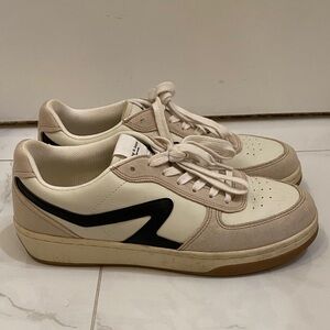 Rag & Bone Retro Suede Court Sneakers  Cream and Black